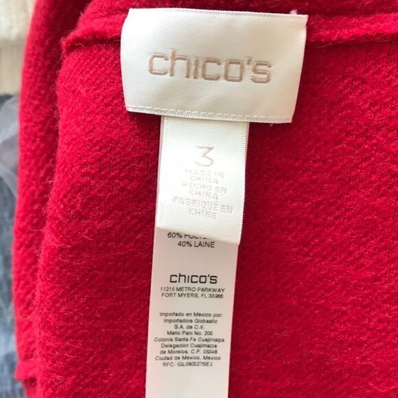 Chico’s Wool Blend Knit Button Down Jacket Red L - Picture 10 of 14